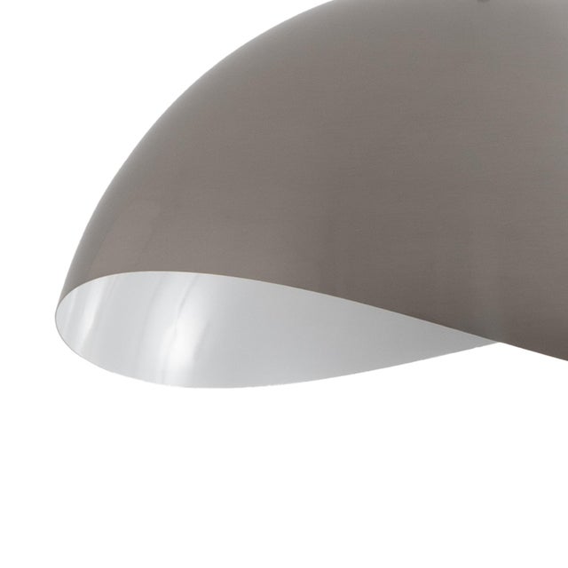 Nova 1960s Adjustable Luna Bella Floor Lamp - Mid Century Modern Arc Lamp, Dimmable, Hemi-Sphere Satin Nickel White Shade, White Round Marble Base For Sale - Image 4 of 5