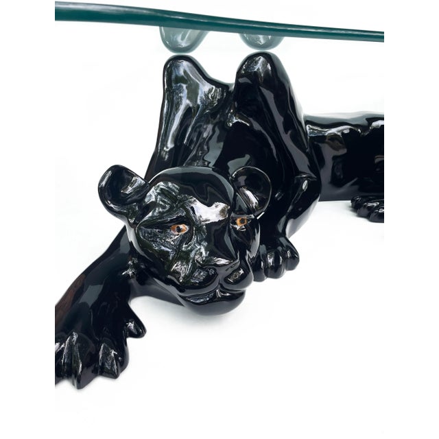 Black 1970s Vintage Black Panther Sculptural Coffee Table For Sale - Image 8 of 9