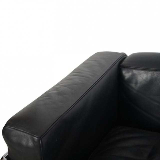 LC2 Three-Seater Sofa in Black Leather by Le Corbusier, 1990s For Sale - Image 11 of 18