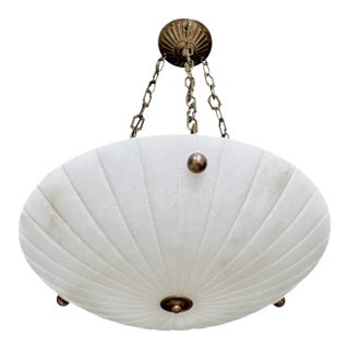 Vintage Directoire Style French Alabaster Pendant Chandelier For Sale