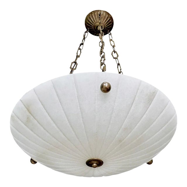 Vintage Directoire Style French Alabaster Pendant Chandelier For Sale