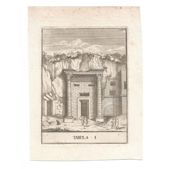 Antique engraving of a temple built into a hill. Combined shipping available, please inquire.