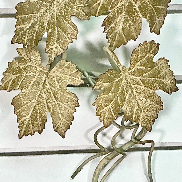 1950s Vintage Italian Rustic European Tole Leaf Candle Sconces - A Pair. For Sale - Image 11 of 13