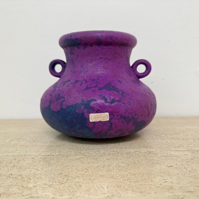 Mid-Century Modern Purple Ceramic Vase from Zenith Gouda, Holland, 1970s For Sale - Image 3 of 18