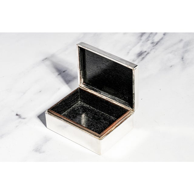 Late 19th Century Luxurious Minimalist Small Antique Sterling Silver Trinket Jewelry Box Asian Style Home Decor For Sale - Image 5 of 12