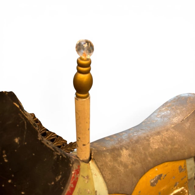 Wood Antique American Cast Metal Carousel Horse | Original Paint | Display Stand For Sale - Image 7 of 12