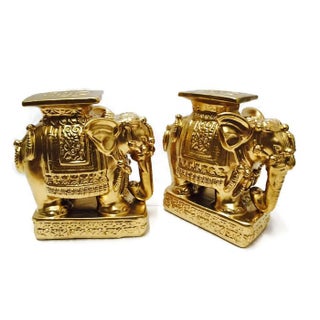 Vintage Gold Chinoiserie Asian Elephants - A Pair For Sale