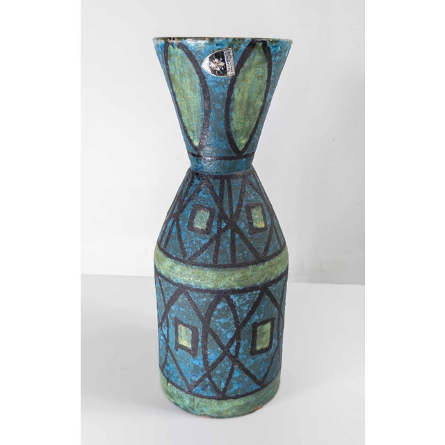 Bitossi Mid-Century Italian Lava Glaze Art Pottery Vase With Geometric Design, Bitossi For Sale - Image 4 of 11