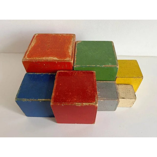 Wood Stacking Cubes by Ko Verzuu for Ado, 1930s, Set of 7 For Sale - Image 7 of 11