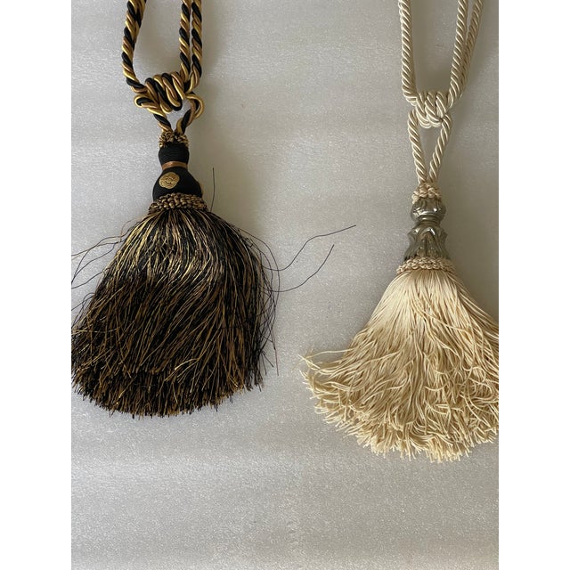 Two Black and White Tiebacks With Tassels For Sale - Image 4 of 4