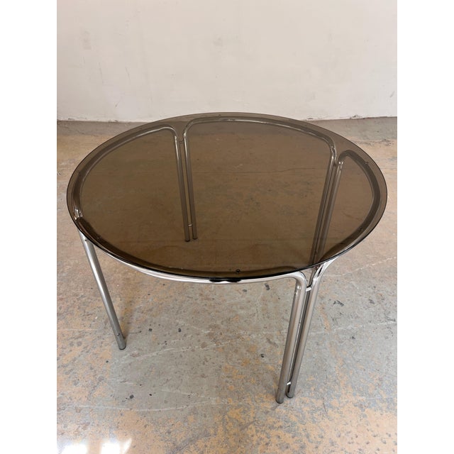 Dining Table in Chrome & Tinted Glass, 1970s For Sale - Image 10 of 11