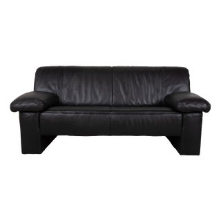 Black Leather Two-Seater Sofa from Koinor For Sale