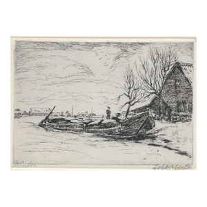1930s Johannes Daniel Scherft Winter Etching