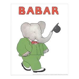 1991 Laurent de Brunhoff 'Babar au Chapeau' Modernism Multicolor,Gray,Red,Green,Black & White Offset Lithograph