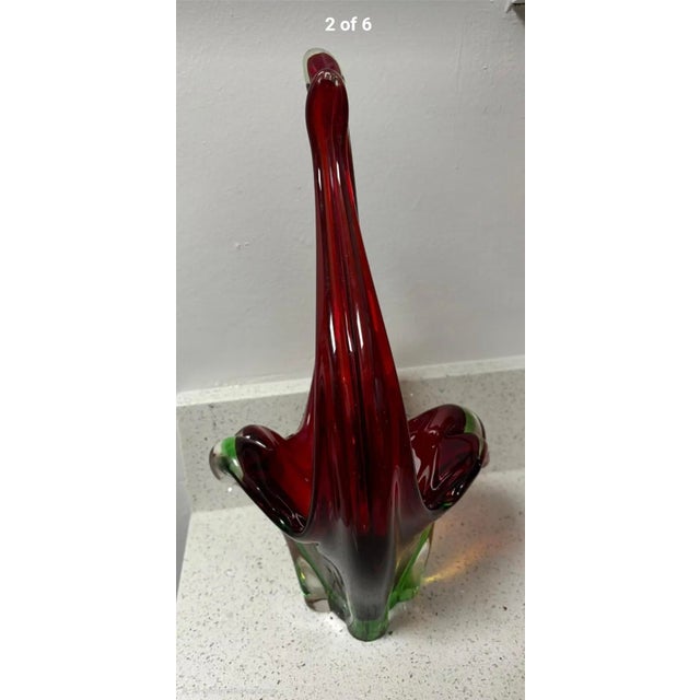 Vintage Murano Glass Sculpture Basket!! For Sale - Image 4 of 5