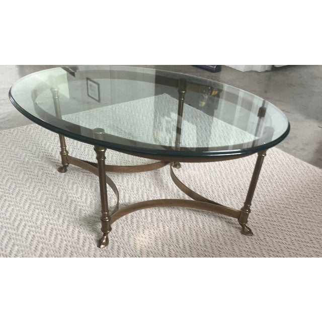 1960s Italian Brass & Glass Hooved Foot Oval Cocktail Table For Sale In Houston - Image 6 of 11
