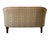 A vintage two-seater sofa with a high, enveloping back and a gently curved upper section that seamlessly merges with the...