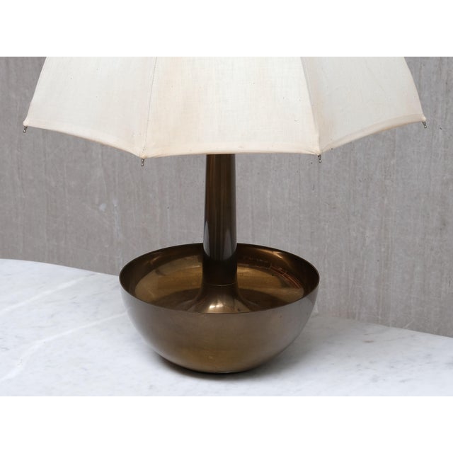 Metal Sculptural Brass Table Lamp with Umbrella Shade from Il Punto la Bottega, Italy, 1970s For Sale - Image 7 of 13