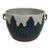 Late 20th Century Mottahedeh Cachepot With Blue and Green Leaves With Greek Key Border For Sale
