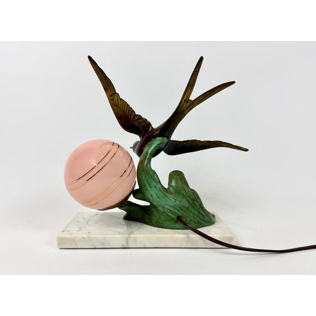 1930s Art Deco French Table Lamp with Swift Figurine, 1930s For Sale - Image 5 of 11