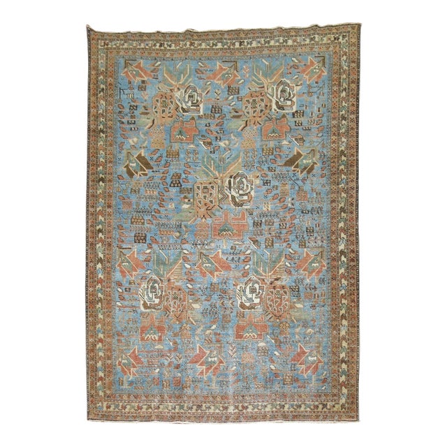 Antique Zabihi Collection Light Blue Persian Afshar Rug For Sale