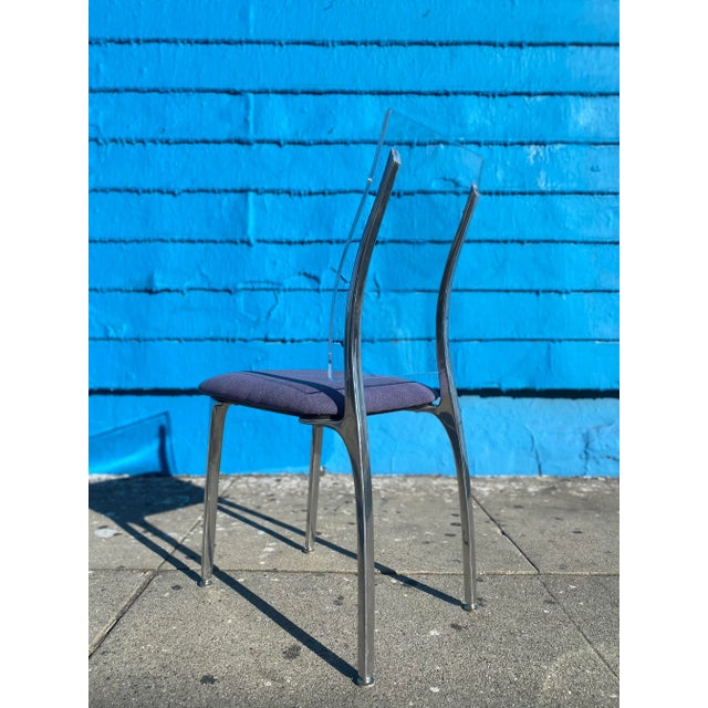 Post Modern Purple Lucite and Steel Accent Chair For Sale In Los Angeles - Image 6 of 8