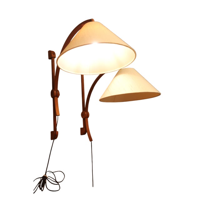 Domus Wall Lamp in Teak with Light Beige Lampshade, 1960s For Sale - Image 10 of 18