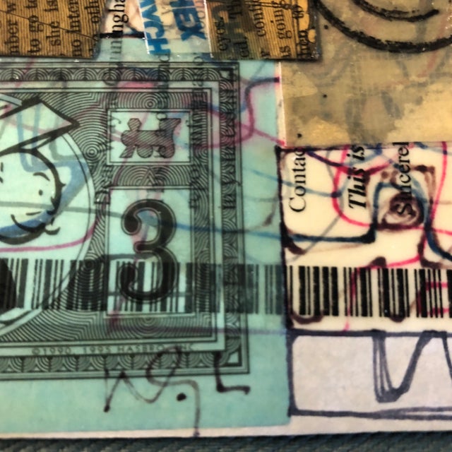 2010s Original Contemporary Wayne Cunningham “Hands Across America “ Collage Ink Drawing Signed For Sale - Image 5 of 6