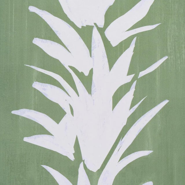 Abstract Schumacher x BACKDROP White Lotus Wallpaper in Soft Green For Sale - Image 3 of 5
