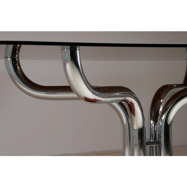 Italian Chrome and Smoked Glass Table from Guido Faleschini, 1970s For Sale - Image 9 of 18