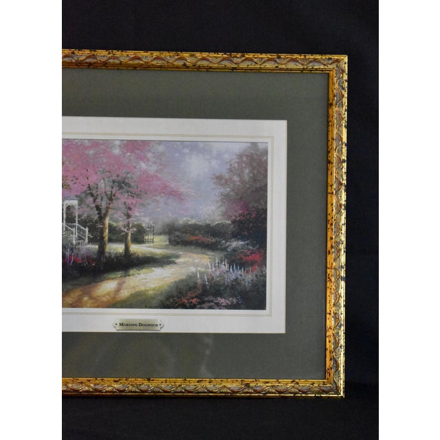 Vintage (1990's) Thomas Kinkade Lithograph. Features Morning Dogwood. Framed Matted Art Print. Garden Gazebo. The...