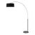 1960s 92-Inch Morelli Float Mid Century Floor Lamp- Modern Arc Lamp, Black Nickel Finish, Black Linen Shade, Dimmable For Sale