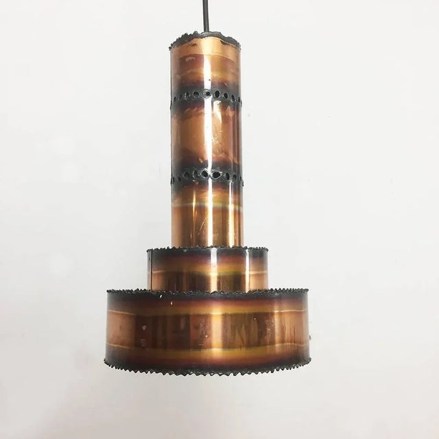 Modern Danish Brutalist Metal Hanging Light from Sven Aage Holm Sorensen, 1960s For Sale - Image 3 of 10