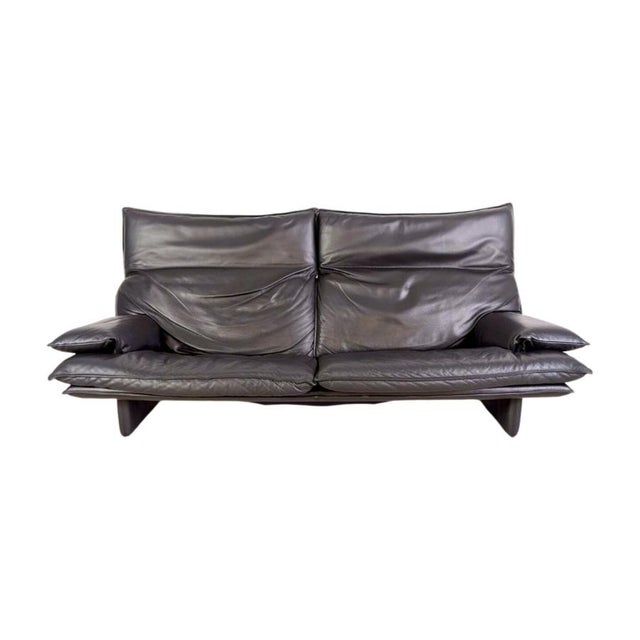 Vintage Italian 2-Seater Sofa in Black Leather, 1980s For Sale - Image 13 of 13