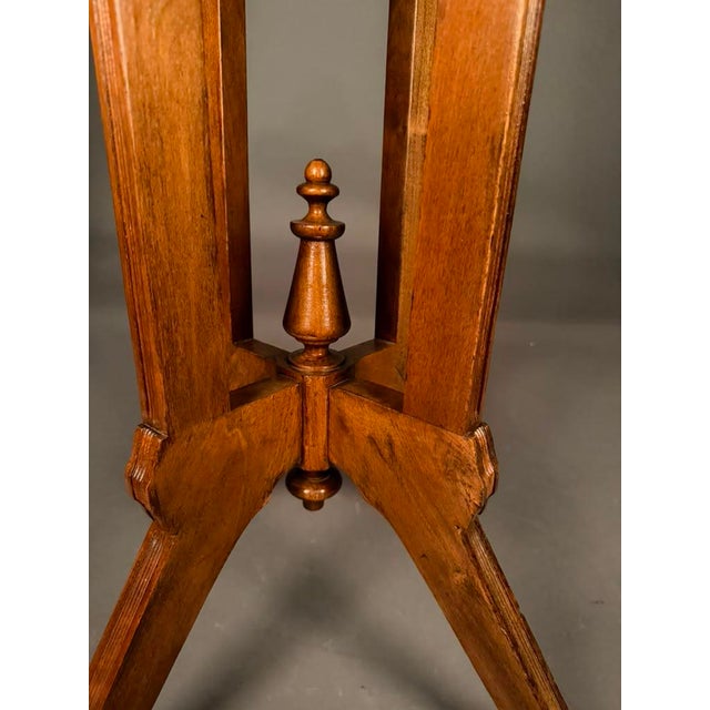 American Eastlake Victorian Walnut Marble Top Tea Table With Original Finish, Circa 1880 For Sale - Image 11 of 17