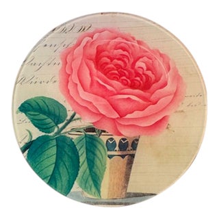 John Derian Discontinued Rose Flower Decoupage Plate For Sale