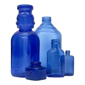 Blue Vintage Apothecary Bottle Curation - Group of 5