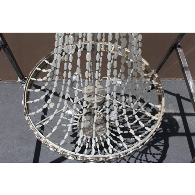 Mid Century Modern/deco Chandelier Frosted Glass beads Nickel For Sale - Image 15 of 16