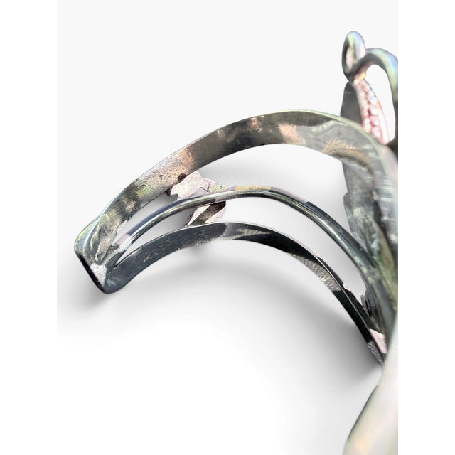 Vintage Navajo Style Sterling Silver Turquoise & Spiny Oyster Butterfly Cuff Bracelet For Sale - Image 10 of 12