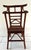 Vintage burnt bamboo accent chair with pagoda design and cane seating. Seat measures 17" x 17"