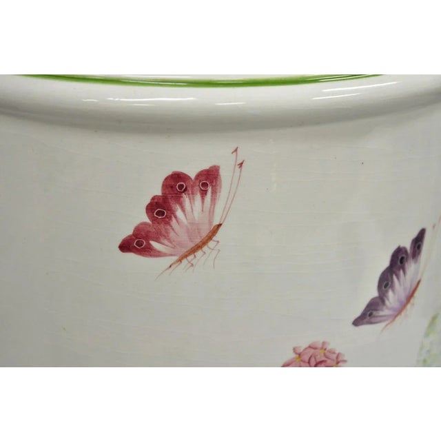 Late 20th Century Paul Hanson French Country Porcelain Jardiniere Butterfly & Flower Table Lamp For Sale - Image 11 of 12
