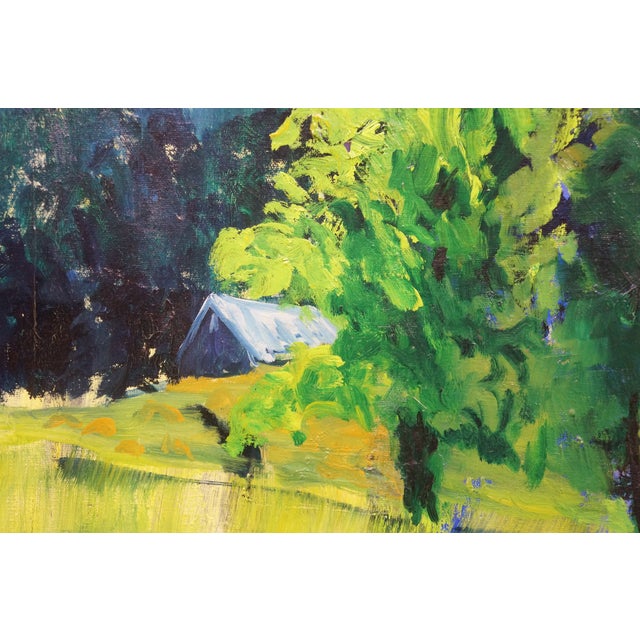 1963 Miss Lititia Thompson Blue Ridge Mountains Oil Painting 48" For Sale - Image 11 of 14