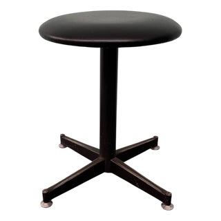 Vintage Industrial Stool with Metal Frame and Skai Seat, Italy, 1970s For Sale