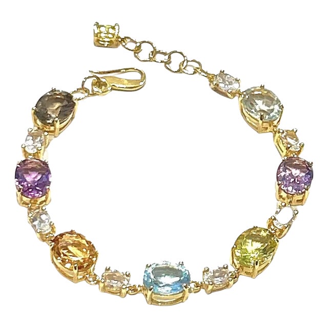 Bochic “Capri” Peridot & Multi Color Gem Bracelet Set In 18K Gold & Silver For Sale