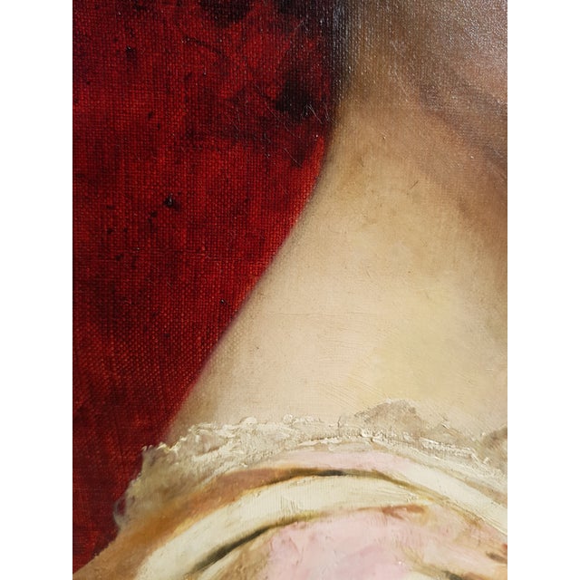 Textile Chantron Alexandre-Jacques - Woman Portrait - Oil on Canvas, Framed - 1884 For Sale - Image 7 of 14