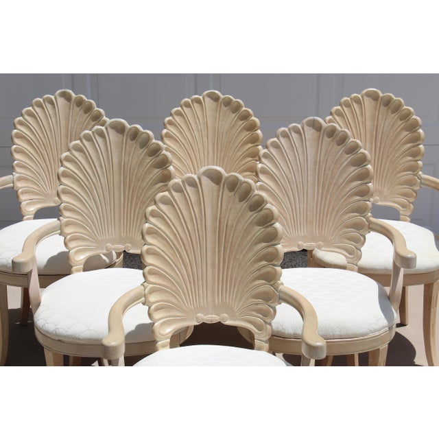 1980s Vintage Italian Hollywood Regency Grotto Shell-Back Dining Chairs - Set of 8 For Sale - Image 11 of 18