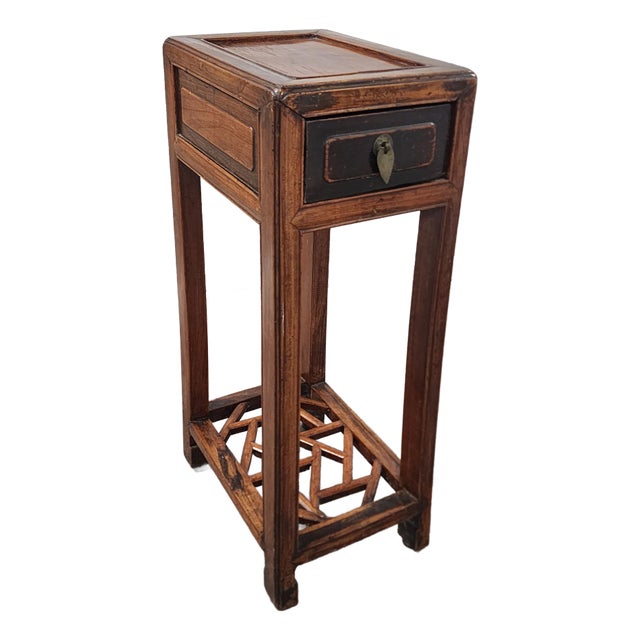 Antique Chinese Late 19th Century Elmwood Chinese Flower Stand From Jiangsu For Sale