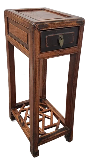 Antique Chinese Late 19th Century Elmwood Chinese Flower Stand From Jiangsu