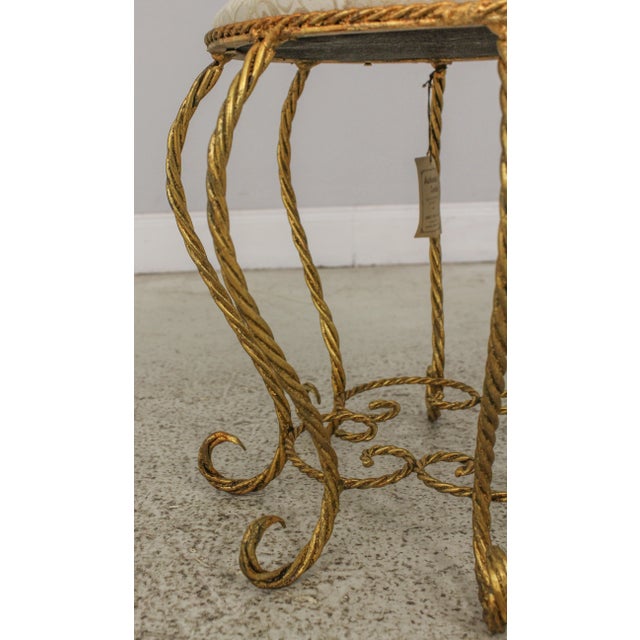 Round Italian Iron Base Gold Rope Twist Stool For Sale In Philadelphia - Image 6 of 11