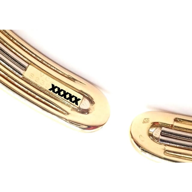 Metal 1980s Van Cleef & Arpels Yellow & White Gold Cuff Bangle Bracelet For Sale - Image 7 of 12